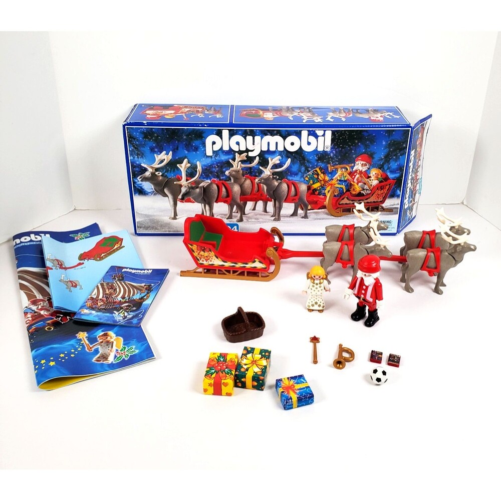 Playmobil Santa’s Magic Sleigh Christmas Set 3604 w/ Box 96% complete